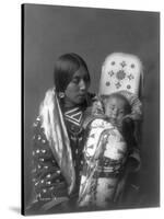 Mother and child Apsaroke Indian Edward Curtis Photograph-Lantern Press-Stretched Canvas