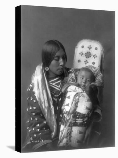 Mother and child Apsaroke Indian Edward Curtis Photograph-Lantern Press-Stretched Canvas