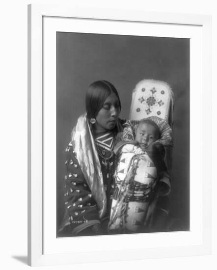 Mother and child Apsaroke Indian Edward Curtis Photograph-Lantern Press-Framed Art Print