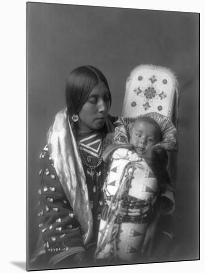 Mother and child Apsaroke Indian Edward Curtis Photograph-Lantern Press-Mounted Art Print