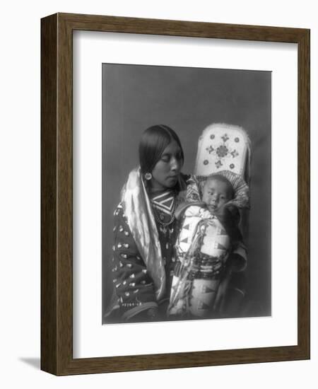 Mother and child Apsaroke Indian Edward Curtis Photograph-Lantern Press-Framed Art Print