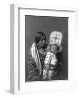 Mother and child Apsaroke Indian Edward Curtis Photograph-Lantern Press-Framed Art Print