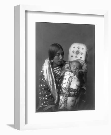 Mother and child Apsaroke Indian Edward Curtis Photograph-Lantern Press-Framed Art Print