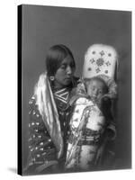 Mother and child Apsaroke Indian Edward Curtis Photograph-Lantern Press-Stretched Canvas