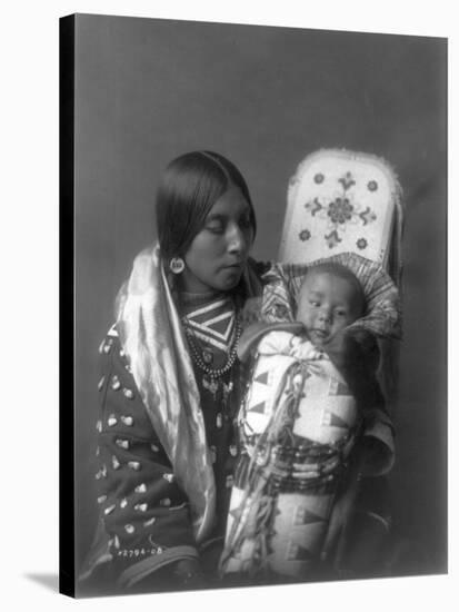 Mother and child Apsaroke Indian Edward Curtis Photograph-Lantern Press-Stretched Canvas