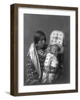 Mother and child Apsaroke Indian Edward Curtis Photograph-Lantern Press-Framed Art Print