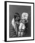 Mother and child Apsaroke Indian Edward Curtis Photograph-Lantern Press-Framed Art Print