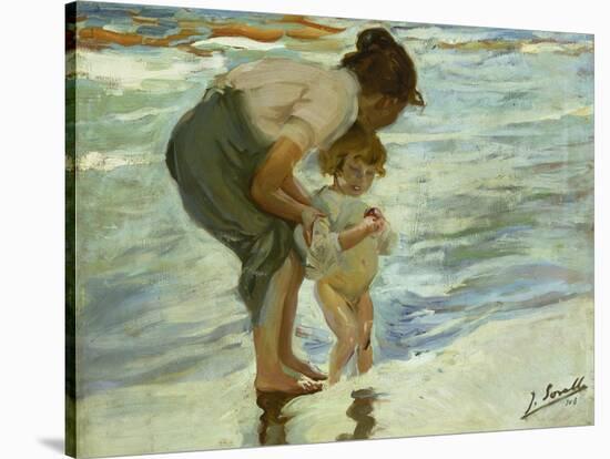 Mother and Child at the Beach, 1908-Joaquin Sorolla-Stretched Canvas