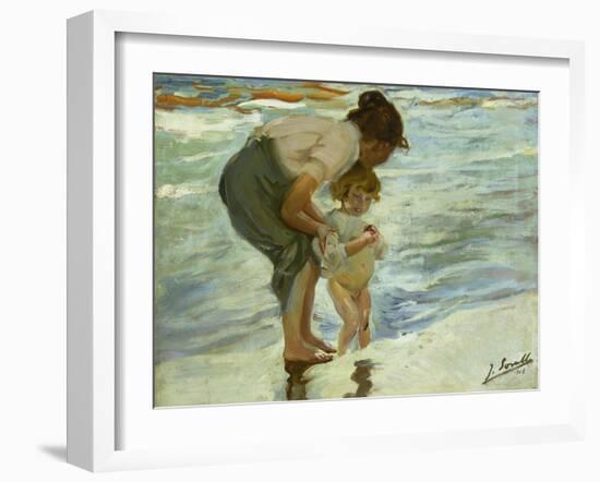 Mother and Child at the Beach, 1908-Joaquin Sorolla-Framed Giclee Print