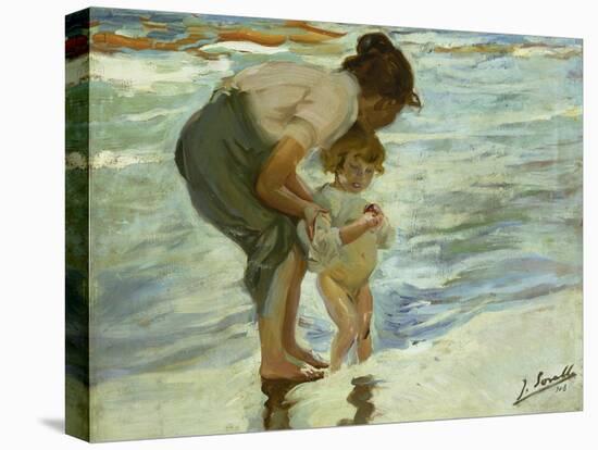 Mother and Child at the Beach, 1908-Joaquin Sorolla-Stretched Canvas