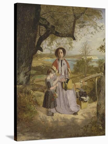 Mother and Child by a Stile, with Culver Cliff, Isle of Wight, in the Distance, C.1849-50-James Collinson-Stretched Canvas