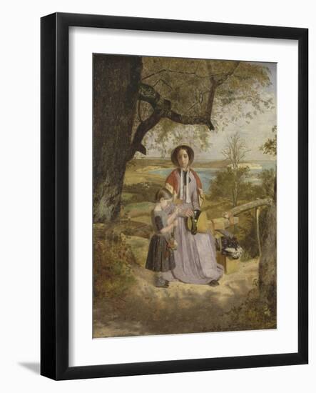 Mother and Child by a Stile, with Culver Cliff, Isle of Wight, in the Distance, C.1849-50-James Collinson-Framed Giclee Print