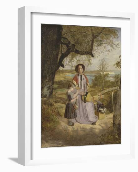 Mother and Child by a Stile, with Culver Cliff, Isle of Wight, in the Distance, C.1849-50-James Collinson-Framed Giclee Print