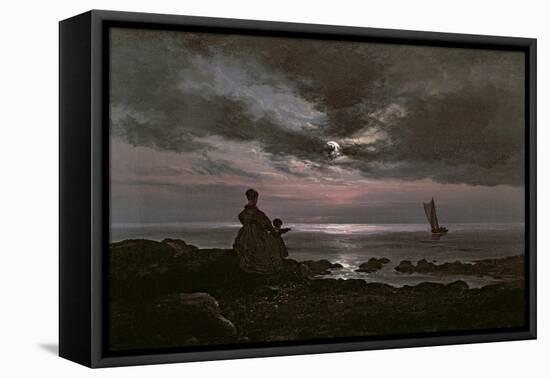 Mother and Child by the Sea, 1840-Johan Christian Dahl-Framed Stretched Canvas