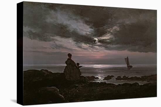 Mother and Child by the Sea, 1840-Johan Christian Dahl-Stretched Canvas
