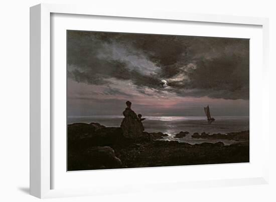 Mother and Child by the Sea, 1840-Johan Christian Dahl-Framed Giclee Print