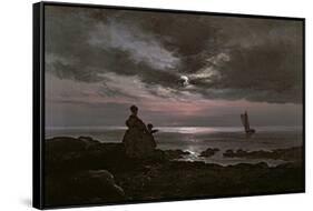 Mother and Child by the Sea, 1840-Johan Christian Dahl-Framed Stretched Canvas