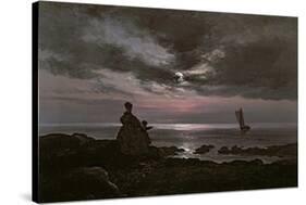 Mother and Child by the Sea, 1840-Johan Christian Dahl-Stretched Canvas