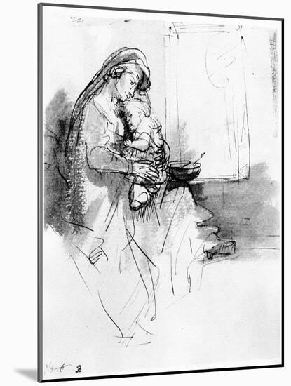 Mother and Child, C.1638 (Pen, Ink and Wash on Paper)-Gerbrandt Van Den Eeckhout-Mounted Giclee Print