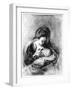 Mother and Child, C.1655 (Pen, Ink and Wash on Paper)-Nicholaes Maes-Framed Giclee Print