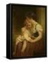 Mother and Child, C.1864 (Oil on Canvas)-Hugues Merle-Framed Stretched Canvas