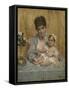 Mother and Child, C.1875-80 (Oil on Panel)-Alfred Emile Stevens-Framed Stretched Canvas