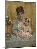 Mother and Child, C.1875-80 (Oil on Panel)-Alfred Emile Stevens-Mounted Giclee Print