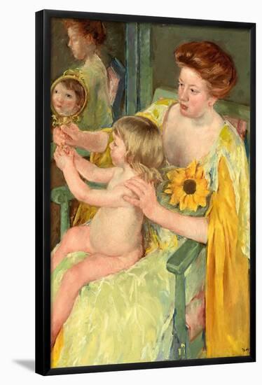 Mother and Child. Dated: c. 1905. Dimensions: overall: 92.1 x 73.7 cm (36 1/4 x 29 in.) framed:...-Mary Cassatt-Framed Poster