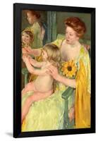 Mother and Child. Dated: c. 1905. Dimensions: overall: 92.1 x 73.7 cm (36 1/4 x 29 in.) framed:...-Mary Cassatt-Framed Poster