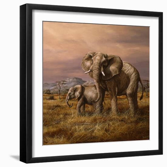 Mother and Child (Elephants)-Trevor V. Swanson-Framed Premium Giclee Print