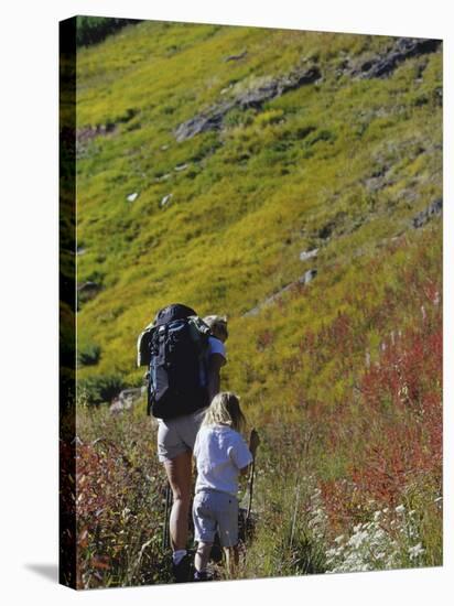 Mother and Child Hiking-null-Stretched Canvas