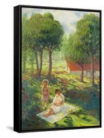 Mother and Child in a Landscape; Mere Et Enfant Dans Un Paysage, 1900-Henri Lebasque-Framed Stretched Canvas