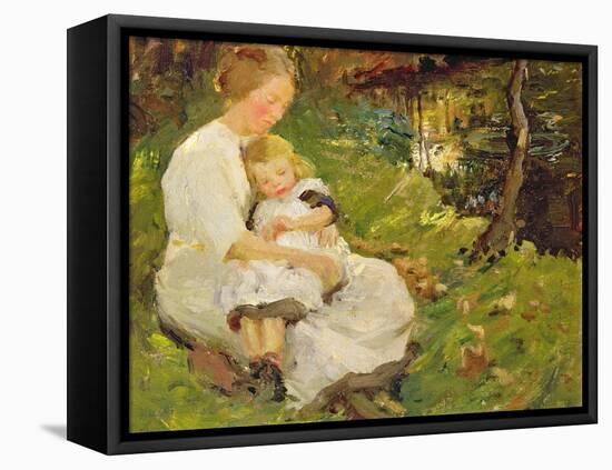 Mother and Child in a Wooded Landscape, 1913-Harold Harvey-Framed Stretched Canvas