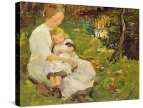 Mother and Child in a Wooded Landscape, 1913-Harold Harvey-Stretched Canvas