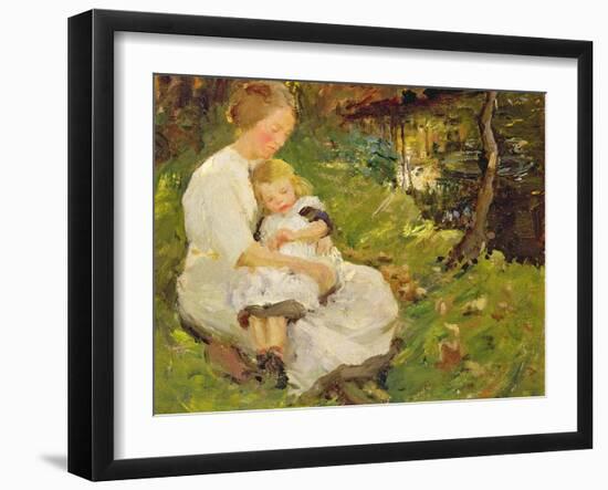 Mother and Child in a Wooded Landscape, 1913-Harold Harvey-Framed Giclee Print