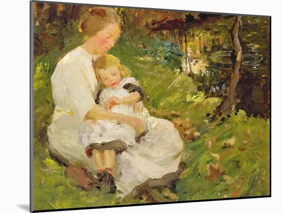 Mother and Child in a Wooded Landscape, 1913-Harold Harvey-Mounted Giclee Print