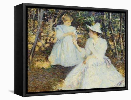 Mother and Child in Pine Woods-Edmund Charles Tarbell-Framed Stretched Canvas