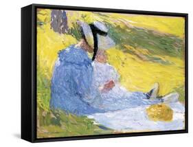 Mother and Child in the Countryside-Henri Martin-Framed Stretched Canvas