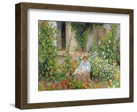 Mother and Child in the Flowers, 1879-Camille Pissarro-Framed Giclee Print