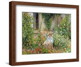 Mother and Child in the Flowers, 1879-Camille Pissarro-Framed Giclee Print