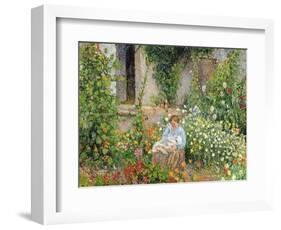 Mother and Child in the Flowers, 1879-Camille Pissarro-Framed Giclee Print