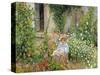 Mother and Child in the Flowers, 1879-Camille Pissarro-Stretched Canvas