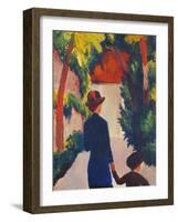 Mother and Child in the Park-Auguste Macke-Framed Giclee Print