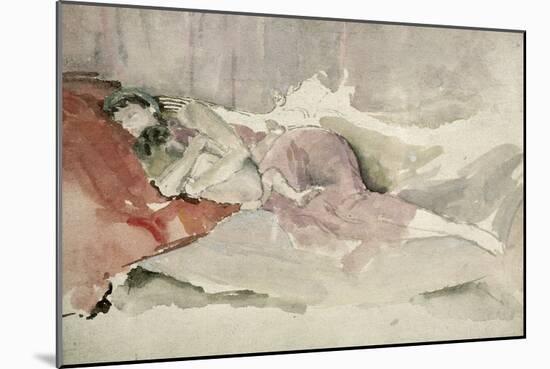 Mother and Child on a Couch-James Abbott McNeill Whistler-Mounted Giclee Print
