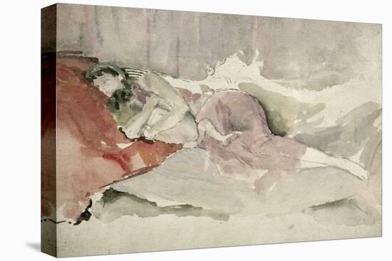 Mother and Child on a Couch-James Abbott McNeill Whistler-Stretched Canvas