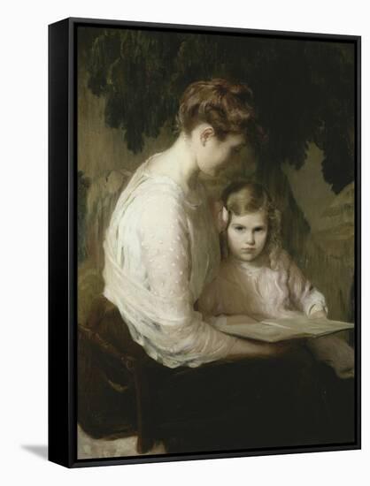 Mother and Child Reading-Lilla Cabot Perry-Framed Stretched Canvas