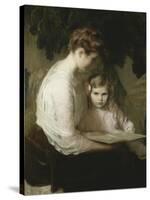Mother and Child Reading-Lilla Cabot Perry-Stretched Canvas