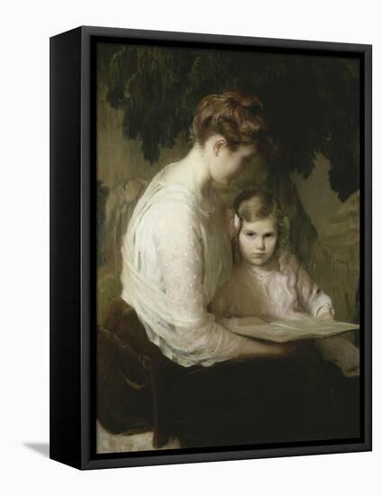 Mother and Child Reading-Lilla Cabot Perry-Framed Stretched Canvas