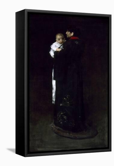Mother and Child (The First Portrait), C. 1888-William Merritt Chase-Framed Stretched Canvas