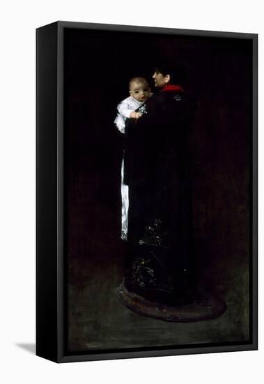 Mother And Child (The First Portrait)-William Merritt Chase-Framed Stretched Canvas